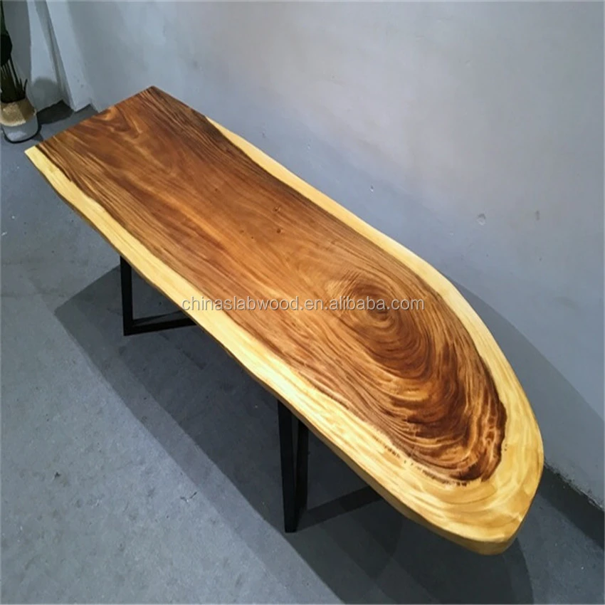 Natural wood grain dining table top South America zingana wood slab