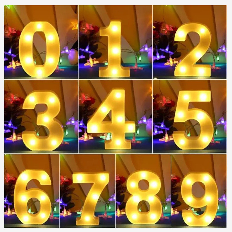 Buy Neon Lights 0-9 Number Led Marquee Letter Night Light Alphabet Home ...