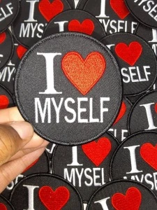NEW Affirmation Badge,&quot;I Love Myself&quot; Circular Emblem, Iron on Embroidered Patch, Positive Vibes Applique