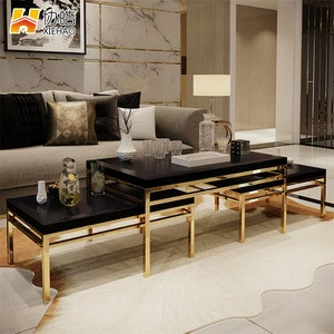 new arrival mobilya mesa de centro, Stainless steel living room furniture table, black marble coffee table