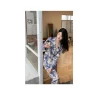 New cardigan comfortable senior ice satin loose and thin home wear pajamas set