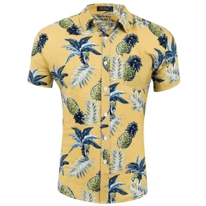 New designs High Quality Custom shirts Mens Pineapple print Men Shirts