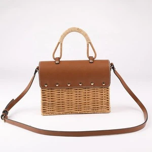 New fashion bag summer beach Retro Rattan weaving  Woven Handbag Women Cross Body Bag Shoulder Messenger Satchel leather bag