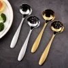 new Good quantity serving  gold  soup ladle long handle kitchen spoon gold slotted spoon