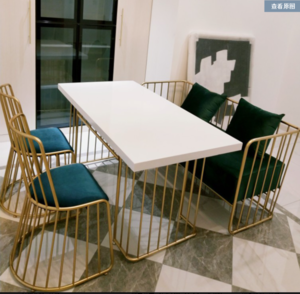 New Inspiration Restaurant Furniture  Modern Rectangular Marble Top Dinning Table