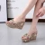 Import New stylish fashion high heels 9cm wedge heel rhinestone transparent sandals elegant wear-resistant slippers for ladies from China