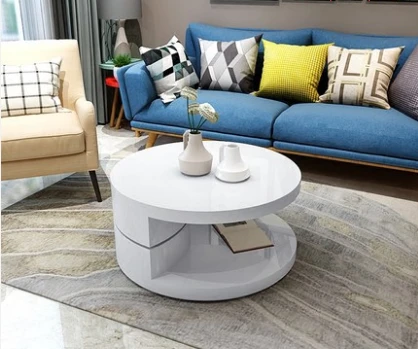 Newest Round high gloss folded extend swivel modern tea center coffee table