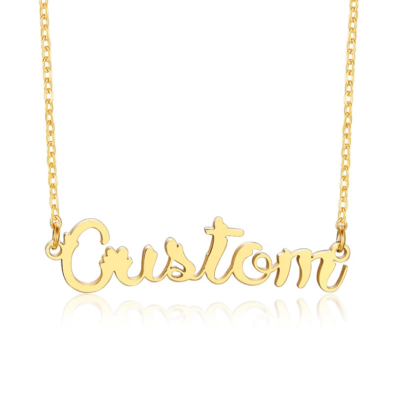 NK08 Wholesale Price Stainless Steel Gold Plated Jewelry Personalized Nameplate Custom Name Necklace