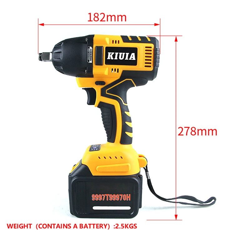 No Load Speed 3200Rpm 21V Li-Ion Brushless Cordless Electric Impact Wrench 1/2