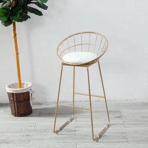 Nordic creative round bar table solid wood household high chair tea shop bar stool wrought iron bar chair