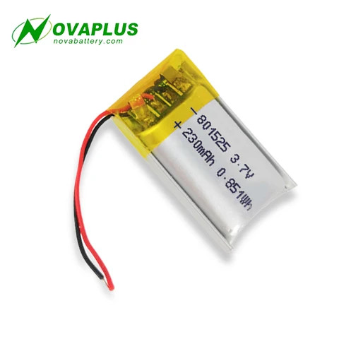 Nova high quality 801525 3.7v 230mAh lipo rechargeable battery IEC62133 BIS CB Li polymer battery 801525 3.7v 230mah