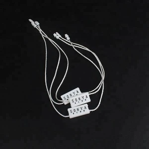 Nylon String Tags Custom 3D Embossed Brand Logo Plastic Hang Tag String Lock for Garment Accessories