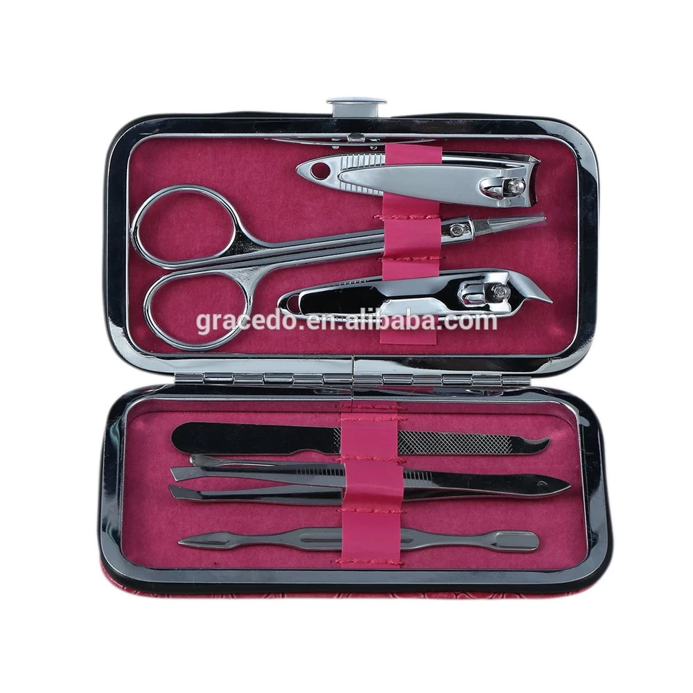 OEM high quality 6pcs metal pocket manicure set stainless steel nail clipper kit