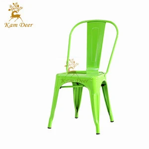 Outdoor French Metal Vintage Powder Coating Industrial Style Stacking Metal Dining Chair