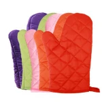 Pink cotton microwave oven mitts kitchen heat resistant pot holder non-slip baking gloves
