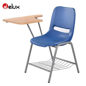 Plastic Blue School Chairs with Tablet Arm /Armrest