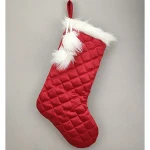 Plush red glitter satin padded cotton stockings with POM POM to adorn Christmas party glitter sequins Christmas tree dresses