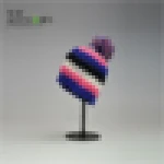 pompom mohair yarn striped crochet beanie