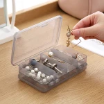 Portable Double Jewelry Box 10 Grid Mini Desktop Solid Color Storage Box