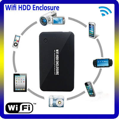 Portable Wifi HDD Enclosure Support Up to 2TB Hard Disk Drive Wireless Storage