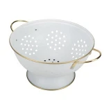 Powder coated kitchen metal enamel vegetable fruit washing basket strainer colander with handle