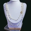 Premier And Textured Freshwater Natural Round Charm Cream White Baroque Pearl Gold Plated Ladies Women Choker Necklace