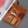 Professional 11 Pcs Brown Stainless Steel Nail Care Tool Kit Manicure Pedicure Set