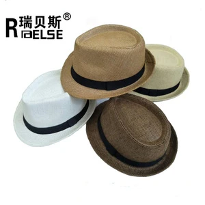 promotional print logo handmade straw hat paper straw fedora hat