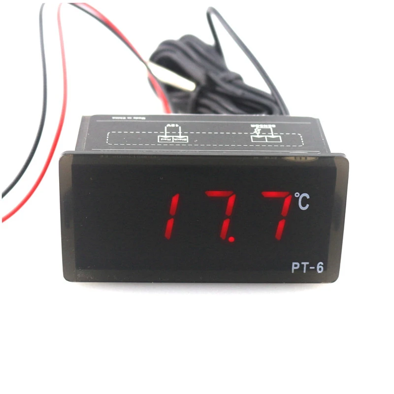 PT-6 -40~110C Digital Car Thermometer Vehicle Temperature Meter Monitor 12V Automotive Thermometer with 2m NTC Sensor