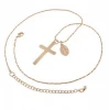 QD065 18k Gold Plated Cross Crucifix Necklace Sweater Chain Necklaces