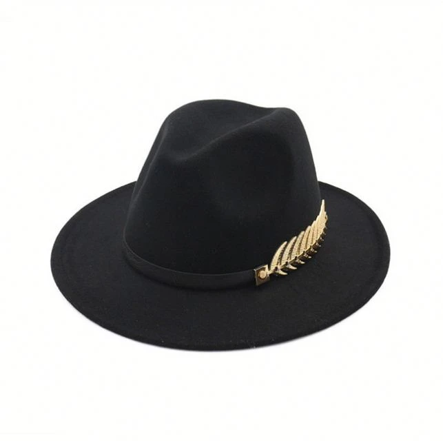 Red Black Wool Felt Fedora Hats Vintage Fashion Women Jazz Cap Panama Hat