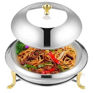 Restaurant Hotel Supplies golden&amp; silver crown fast food chafing dish with burner keep food warm seafood plates   DONGZHAOWEI