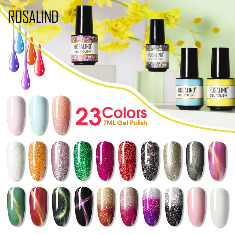 Rosalind nail art products 7ml glitter shiny color gel polish wholesale soak off uv/led lamp cat eye gel varnish nail lacquer