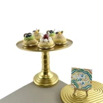 rose gold plastic round wedding cake display stand for Anniversary, Birthday Party, Celebration