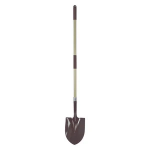 round carbon steel point shovel with fiberglass long handle