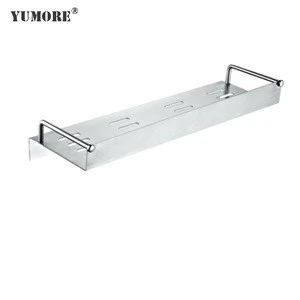 sanitary ware decorative wall hanging bathroom shelf with hooks 304 stainless steel plate shelf for shower