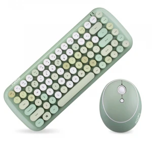 SeenDa 2.4G Wireless Keyboard Set Mixed Candy Color Round Keycap Keyboard and Mouse Comb for Laptop Notebook PC Girls Gift