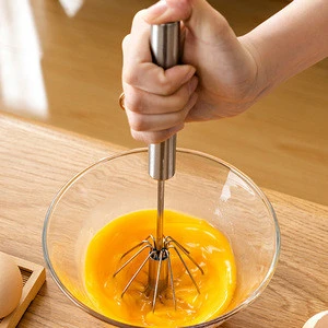 Semi-automatic Mixer Egg Beater Manual Self Turning Stainless Steel Whisk Hand Blender Egg Cream Stirring Kitchen Egg Tools