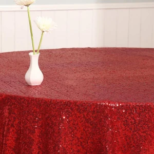 Sequin Tablecloth for Wedding Dinner Decoration Cheap Hot Sale Round Rectangular Square Red 3MM Sequin Fabric Polyester / PET