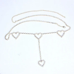 Silver Rhinestone Body Chain Cross Over Necklace Bra Harness Belly Waist  Belt 