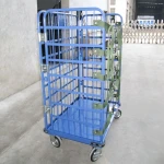 Shunhong customized heavy duty metal mobile roll cage trolleys with securing straps roll container