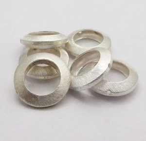 Silver Plated Brushed Roundel Metal Beads