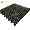 Simple classic interior decoration 294*315mm 6mm black round shape glossy glazed mosaic wall tiles