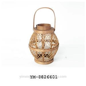 Small Bamboo Candle Lantern with Glass