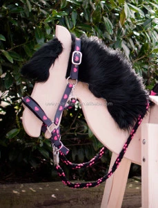 Soft leather horse halter with lead rope