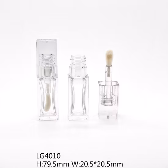 Import Emily LG4010 Custom 7ml Square Clear Lip Gloss Tubes Container Cosmetic Tubes Packaging for Lipstick Blush Lipgloss Tubes with Big Brush PETG Lipoil Container from China