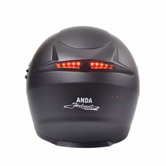 Glossy Black White Pure Color Motorcycle Helmet with LED Warning Strobe Taillight