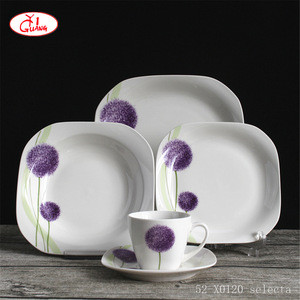 Square home goods dinnerware with flower decor