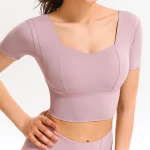 Square Neck Close Fitting Fitness Wear Running Sports Vest Sports Bra Tank Top Padded Women Gym Tops