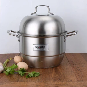 Stainless Steel 3 Tier/Layer Steamer Cooking Pot Rice Cooker Double Boilder Stack Steam Soup Pot and Steamer Visible Cover